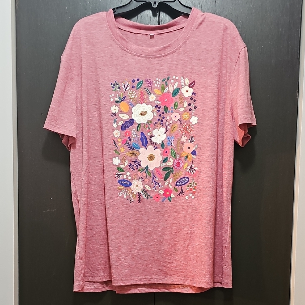 Floral Graphic Short Sleeve Tee - Pink